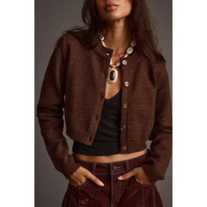 12th Tribe Teresa Mocha Cropped Cardigan Size LL